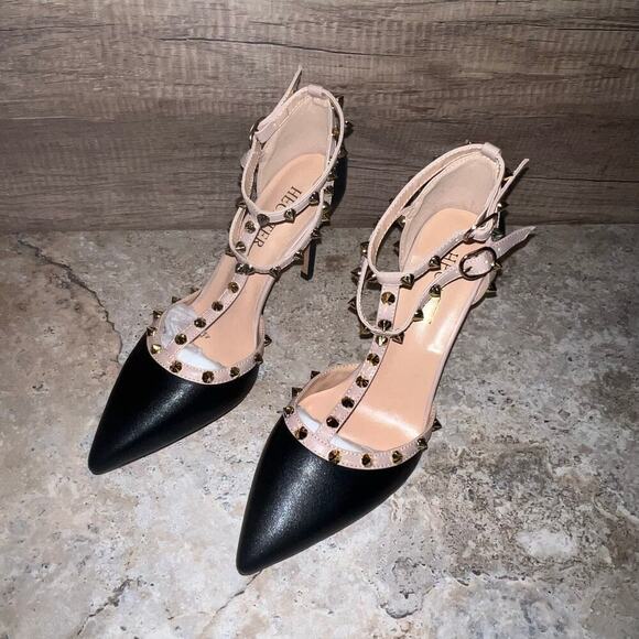 Studded Ankle Strap High Heels Stilettos Pumps Sz 8.5 Dress Shoes Formal Wedding - Picture 8 of 16